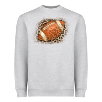 Heather Grey American Football Leopard Heavyweight Sweatshirt - CowCowDesign