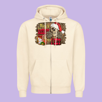 This Is As Merry As I Get Skull Zipper Hoodie Designed By Fadigitalartstudio