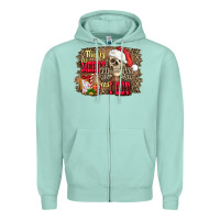 Seafoam this is as merry as i get skull Zipper Hoodie - FaDigitalArtStudio