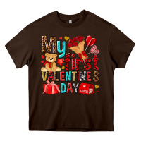 Chocolate Brown my first valentines day Heavy Core Tee - NancyCooperArtShop