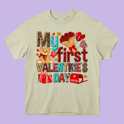 My First Valentines Day Heavy Core Tee Designed By Nancycooperartshop