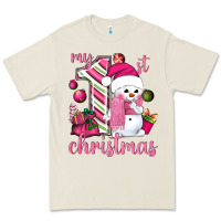 Bone My 1st. pink Christmas with cute snowman Premium Tee - NancyCooperArtShop