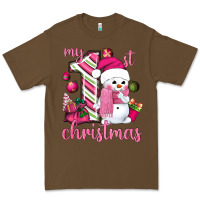Cacao My 1st. pink Christmas with cute snowman Premium Tee - NancyCooperArtShop