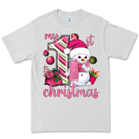 Dove Grey My 1st. pink Christmas with cute snowman Premium Tee - NancyCooperArtShop