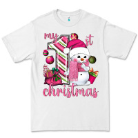 White My 1st. pink Christmas with cute snowman Premium Tee - NancyCooperArtShop