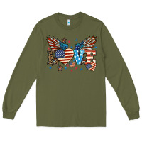 Army Green Love America wings 4th of july Long Sleeve Tee - HowdyJamesFarm