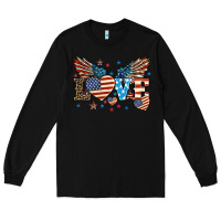 Black Love America wings 4th of july Long Sleeve Tee - HowdyJamesFarm