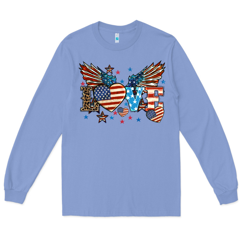 Love America Wings 4th Of July Long Sleeve Tee by HowdyJamesFarm | Teevron