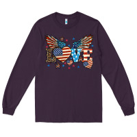 Plum Love America wings 4th of july Long Sleeve Tee - HowdyJamesFarm