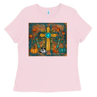 Bubblegum Pink fall cross tumbler Ladies Tee - RanaPortraitStore
