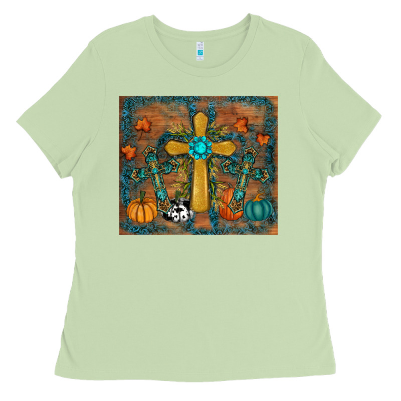 Fall Cross Tumbler Ladies Tee by RanaPortraitStore | Teevron