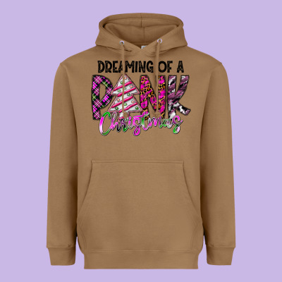 Dreaming Of A Pink Christmas Heavyweight Hoodie Designed By Cowhidedigitalart