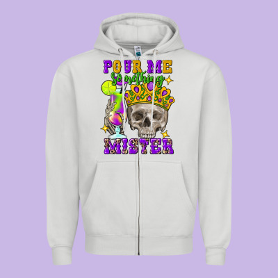 Skull Pour Me Something Mister Zipper Hoodie Designed By Fadigitalartstudio