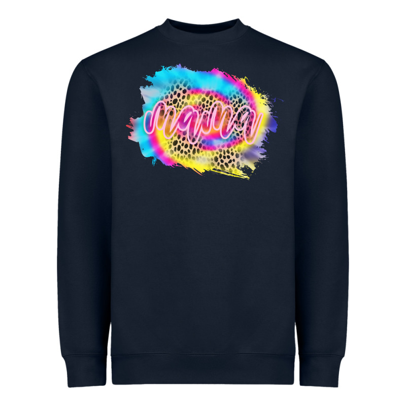 Mama Tie Dye Leopard Heavyweight Sweatshirt by CowCowDesign | Teevron