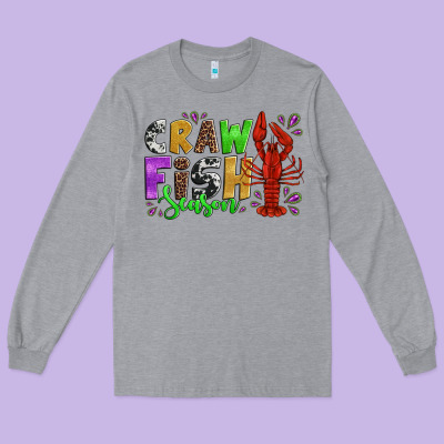 Crawfish Season Mardi Gras Carnival Long Sleeve Tee Designed By Jasminsmagicworld