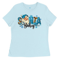Baby Blue Santa Baby Christmas Ladies Tee - MaliasSmallBusiness