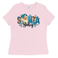 Bubblegum Pink Santa Baby Christmas Ladies Tee - MaliasSmallBusiness