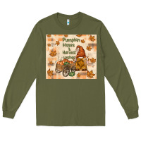 Army Green pumpkin kisses and harvest wishes Long Sleeve Tee - TumblerDesignByShophia