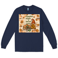 Navy pumpkin kisses and harvest wishes Long Sleeve Tee - TumblerDesignByShophia