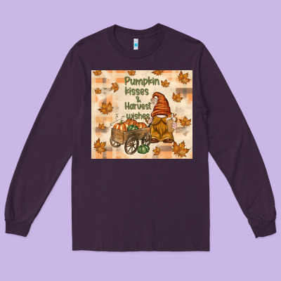 Pumpkin Kisses And Harvest Wishes Long Sleeve Tee Designed By Tumblerdesignbyshophia