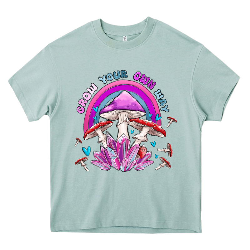 Grow Your Own Way Crystal And Mushroom Heavy Core Tee by MaliasSmallBusiness | Teevron