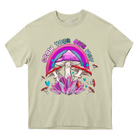 Mossy grow your own way crystal and mushroom Heavy Core Tee - MaliasSmallBusiness