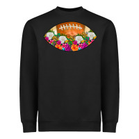 Black American Football Floral Heavyweight Sweatshirt - CowCowDesign