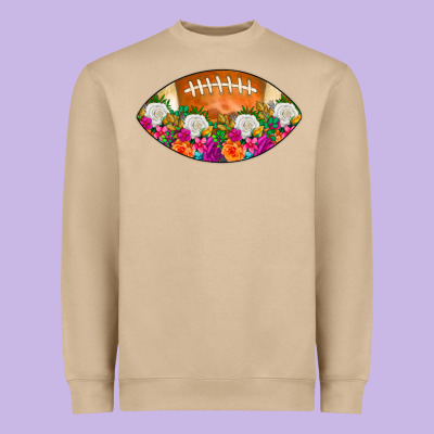 American Football Floral Heavyweight Sweatshirt Designed By Cowcowdesign
