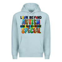 Blue Mist look beyond autism and see someone special Premium Hoodie - FaDigitalArtStudio