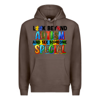 Coffee look beyond autism and see someone special Premium Hoodie - FaDigitalArtStudio