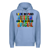 Colony Blue look beyond autism and see someone special Premium Hoodie - FaDigitalArtStudio