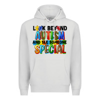 Dove Grey look beyond autism and see someone special Premium Hoodie - FaDigitalArtStudio