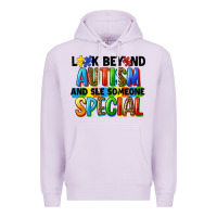 Lilac look beyond autism and see someone special Premium Hoodie - FaDigitalArtStudio