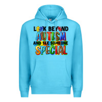 Ocean Blue look beyond autism and see someone special Premium Hoodie - FaDigitalArtStudio