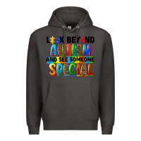 Smoke look beyond autism and see someone special Premium Hoodie - FaDigitalArtStudio
