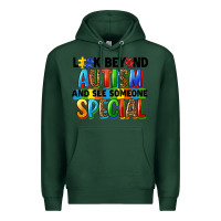 Sports Green look beyond autism and see someone special Premium Hoodie - FaDigitalArtStudio