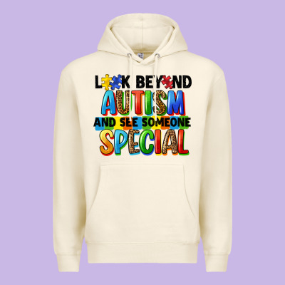 Look Beyond Autism And See Someone Special Premium Hoodie Designed By Fadigitalartstudio