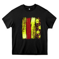 Black softball brushstroke Heavy Core Tee - NancyCooperArtShop