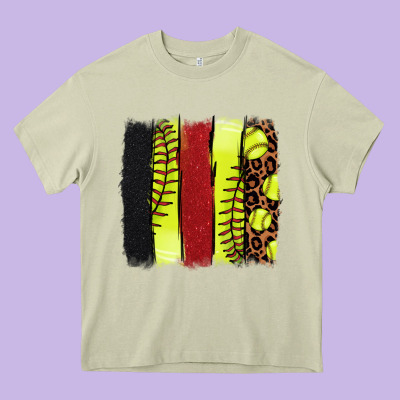 Softball Brushstroke Heavy Core Tee Designed By Nancycooperartshop