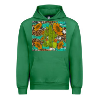 Emerald cactus and sunflowers turquoise leopard cowhide Urban Hoodie - Artiststas