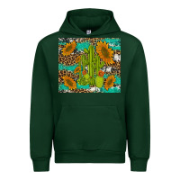 Forest Green cactus and sunflowers turquoise leopard cowhide Urban Hoodie - Artiststas