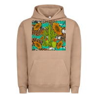 Pigment Burro cactus and sunflowers turquoise leopard cowhide Urban Hoodie - Artiststas