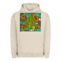 Pigment French Oak cactus and sunflowers turquoise leopard cowhide Urban Hoodie - Artiststas