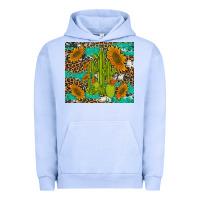 Pigment Grape Ice cactus and sunflowers turquoise leopard cowhide Urban Hoodie - Artiststas
