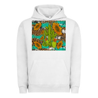 Pigment Lunar Rock cactus and sunflowers turquoise leopard cowhide Urban Hoodie - Artiststas