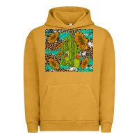 Pigment Peanut Butter cactus and sunflowers turquoise leopard cowhide Urban Hoodie - Artiststas