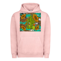 Cactus And Sunflowers Turquoise Leopard Cowhide Urban Hoodie | Teevron