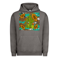 Pigment Tornado cactus and sunflowers turquoise leopard cowhide Urban Hoodie - Artiststas