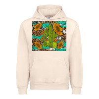 Sandshell cactus and sunflowers turquoise leopard cowhide Urban Hoodie - Artiststas