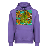 Tulip cactus and sunflowers turquoise leopard cowhide Urban Hoodie - Artiststas